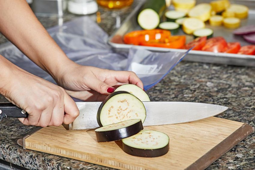 chopping veggies